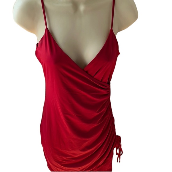 GARAGE bundle of 2 dresses size small 1 red & one black silky sexy shirred side - Picture 1 of 10